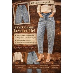 RETRO VIBES MODERN EDGE High Waist Paperbag 
Tapered Leg Light Blue Sz 4